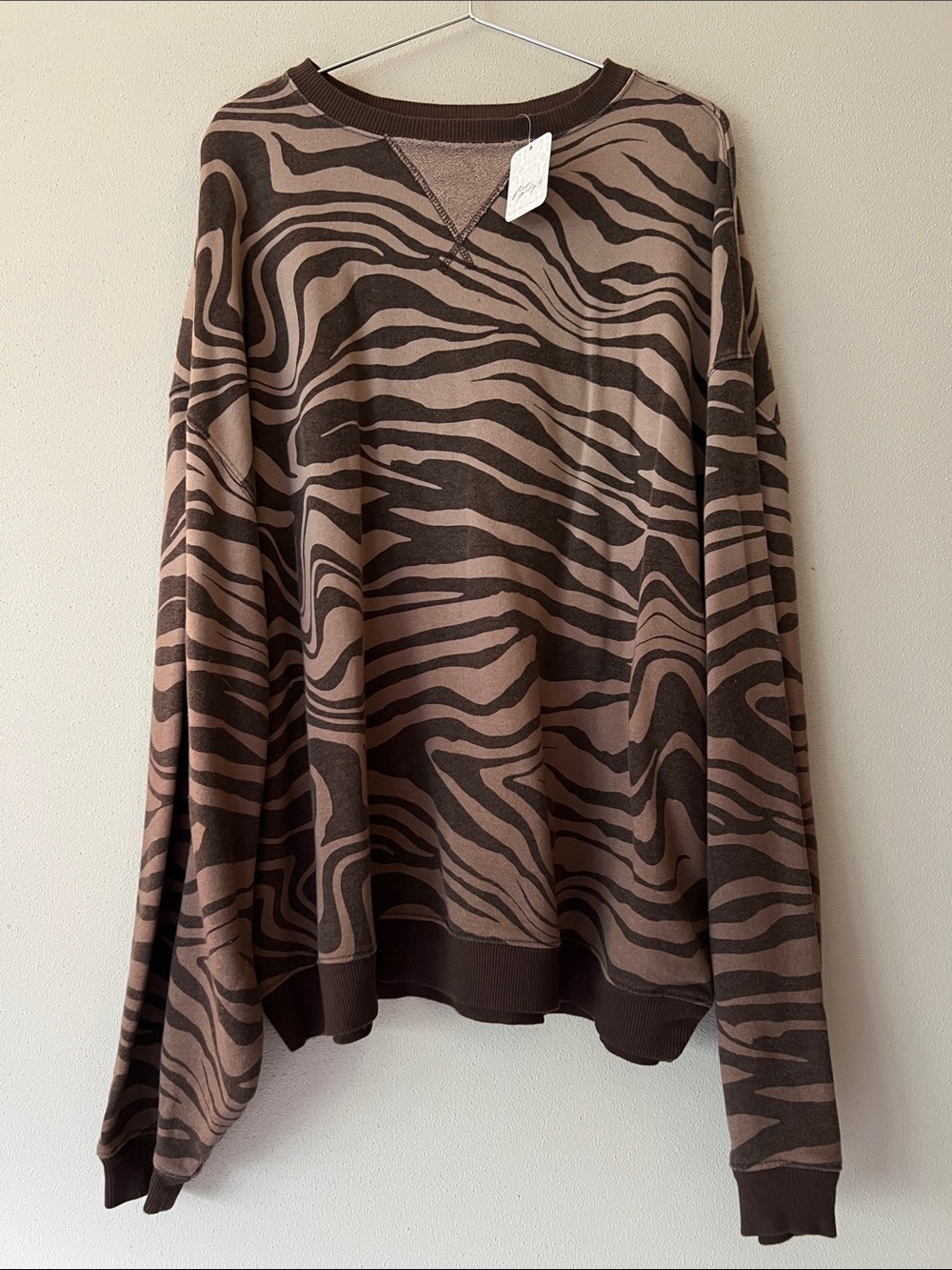 WE THE FREE Women's Brown Zebra-Stripe Knit Crewneck